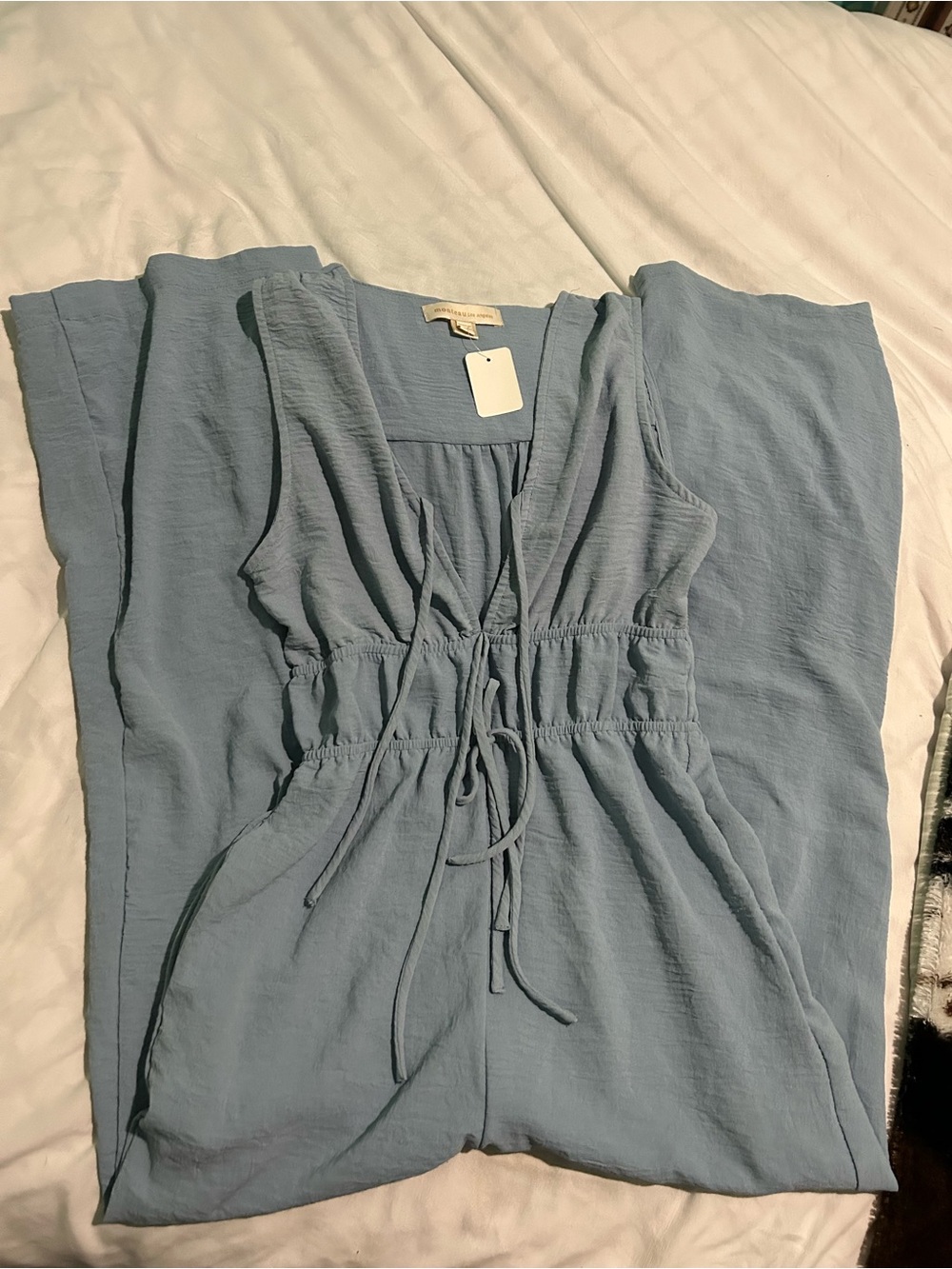 Monteau Dusty Blue Sleeveless Drawstring Jumpsuit